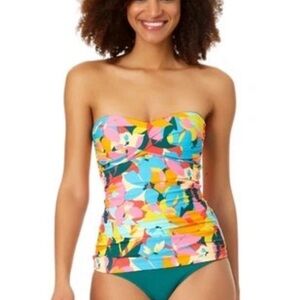 NWT Anne Cole Women's Plumeria Twist Shirred Tankini Top - M
